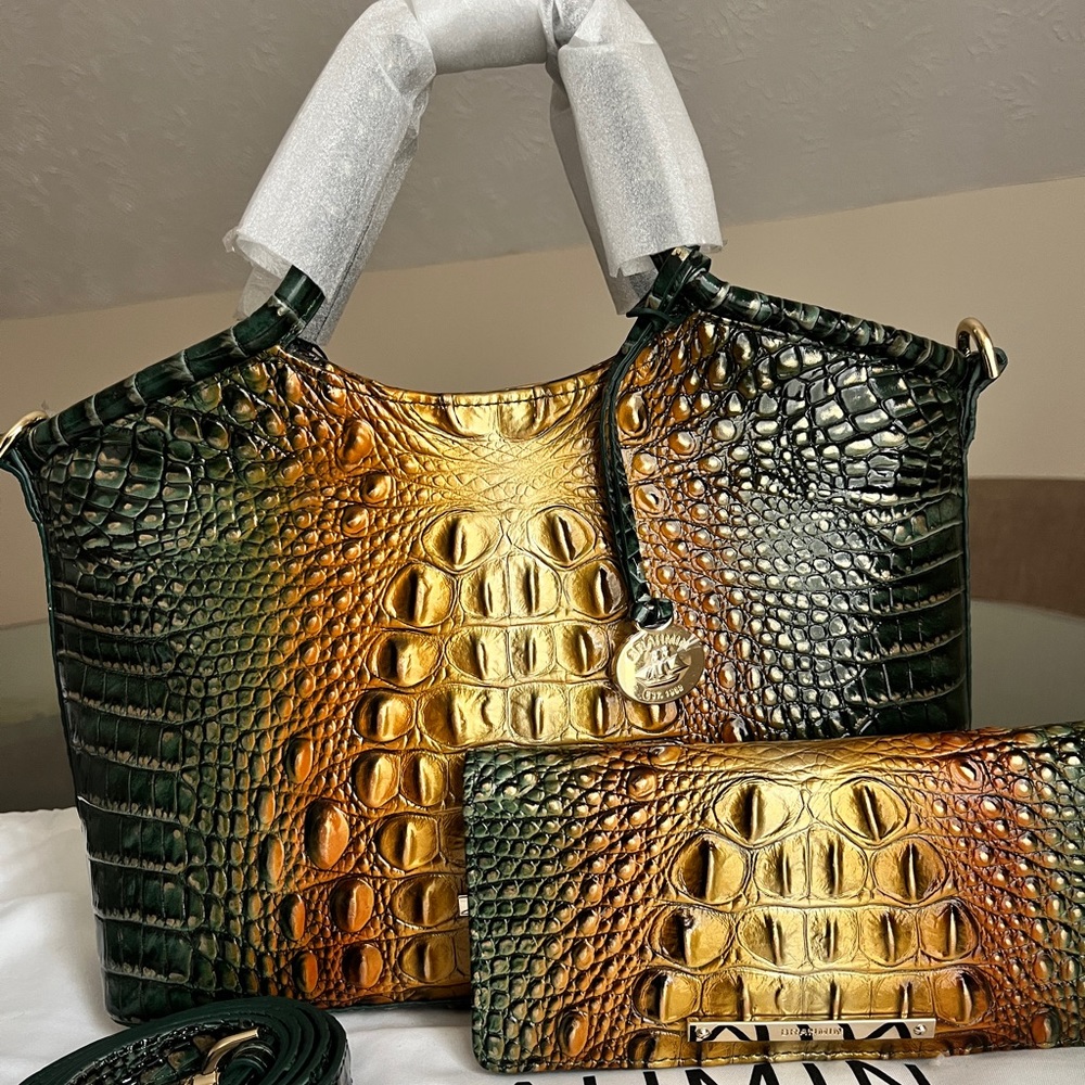 NWT Brahmin Small Elaine Crossbody & Ady Wallet set in Melbourne Leather